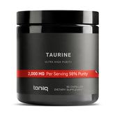 Toniiq Taurine 2000mg supplement front view with packaging
