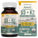 Triquetra Health Organic Vitamin D3 & K2 10,000 IU capsules front view