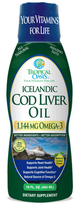 Tropical Oasis Icelandic Cod Liver Oil bottle front view
