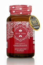 True Veda Pomegranate Supplement 450mg capsule bottle front view