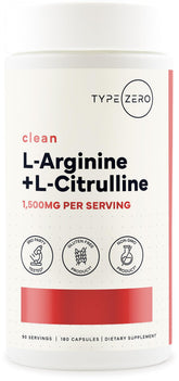 Type Zero L-Arginine Capsules 180 count front view