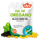 VEV Oregano Oil with Black Seed Oil softgels front view