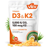 VEV Vitamin D3 & K2 Softgels 5000 IU front view