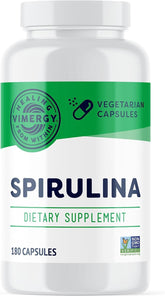 Vimergy Spirulina Capsules front view with packaging