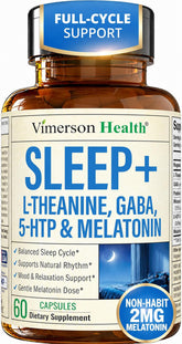 Vimerson Health Sleep Supplement 400mg L-Theanine 60 Capsules front view