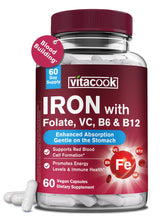Vitacook Iron Supplement 36mg Ferrous Bisglycinate Capsules front view