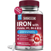 Vitacook Iron Supplement 36mg Ferrous Bisglycinate vegan capsules front view