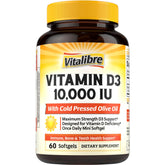 Vitalibre Vitamin D3 10000 IU mini softgels bottle front view