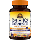 Vitalitown D3 + K2 Magnesium 5000 IU 100 mcg supplement front view