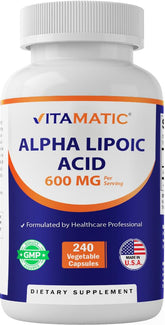 Vitamatic Alpha Lipoic Acid 600mg capsules front view