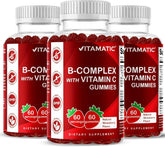 Vitamatic B-Complex Gummies front view with natural strawberry flavour