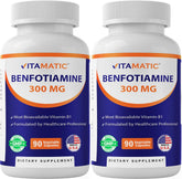 Vitamatic B1 (Thiamine) 300mg Benfotiamine Capsules front view