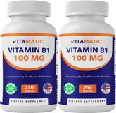 Vitamatic B1 Thiamine Supplement 100mg front view of bottle
