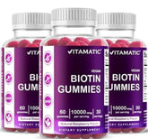 Vitamatic Biotin Gummies front view with raspberry flavour