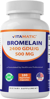 Vitamatic Bromelain Supplement 500mg 120 Tablets front view