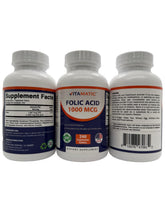 Vitamatic Folic Acid Supplement front view with packaging
