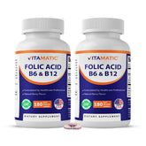 Vitamatic Folic Acid Vitamin B Complex Supplement front view