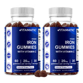 Vitamatic Iron Gummies 20mg front view with natural grape flavour