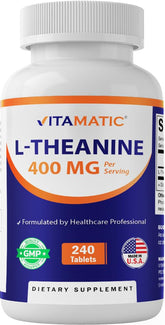 Vitamatic L-Theanine 400mg tablets front view