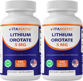 Vitamatic Lithium Orotate Supplement 5mg 240 capsules front view