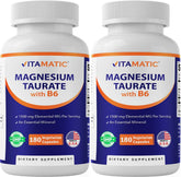 Vitamatic Magnesium Taurate 1500mg 180 vegetarian capsules front view