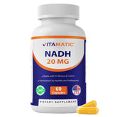 Vitamatic NADH Supplement 20mg front view with 60 capsules