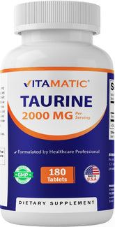 Vitamatic Taurine 2000mg Vegetarian Tablets front view