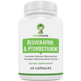 VitaMonk Resveratrol Pterostilbene Supplement bottle front view