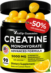 VitaUp Creatine Monohydrate Gummies front view with lemon flavour