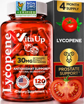 VitaUp Lycopene Supplement 30mg natural tomato extract capsules front view