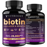 VITBOOST Biotin Collagen & Keratin Supplement front view