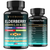 VITBOOST Elderberry Supplement front view with capsules
