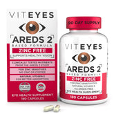 Viteyes AREDS 2 Zinc Free Eye Health Supplement 180 Capsules front view