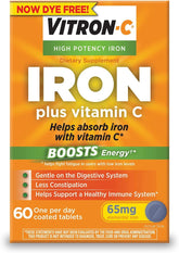 Vitron-C High Potency Iron Supplement Plus Vitamin C 180 tablets front view