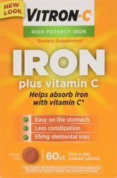 Vitron-C Iron Supplement 65mg front view with packaging
