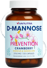 VIVANUTRA Cranberry D-Mannose Capsules 120 Count front view