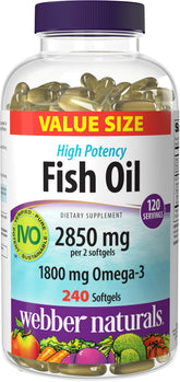 Webber Naturals Fish Oil Omega 3 Supplement front view of packaging