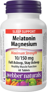 Webber Naturals Melatonin 10 mg with Magnesium 150 mg tablet front view