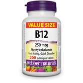 Webber Naturals Vitamin B12 250 mcg sublingual tablets front view