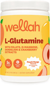 Wellah L-Glutamine Powder front view with Peach Mango flavour