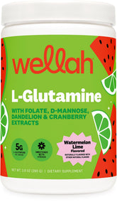 Wellah L-Glutamine Powder front view with watermelon lime flavour