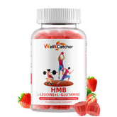 Wellcatcher HMB & Leucine Gummies front view, strawberry flavour