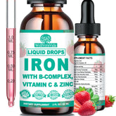 WellVeraVida Liquid Iron Supplement bottle front view with strawberry flavour