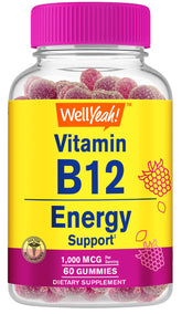WellYeah B12 Gummies 1000mg front view with berry flavour