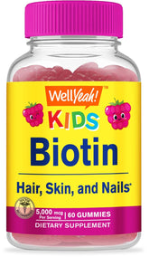 WellYeah Biotin Gummies 5000mcg 60 Count Raspberry Flavour front view
