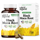 Wild & Organic Black Maca Root Capsules bottle front view