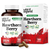 Wild & Organic Hawthorn Berry Capsules 1200mg front view