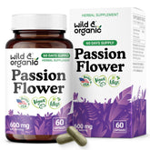 Wild & Organic Passion Flower Capsules 600mg front view