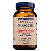 Wiley's Finest Peak DHA Omega-3 Fish Oil Supplement bottle front view