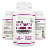 Wiseceutical Organic Milk Thistle & Dandelion supplement front view